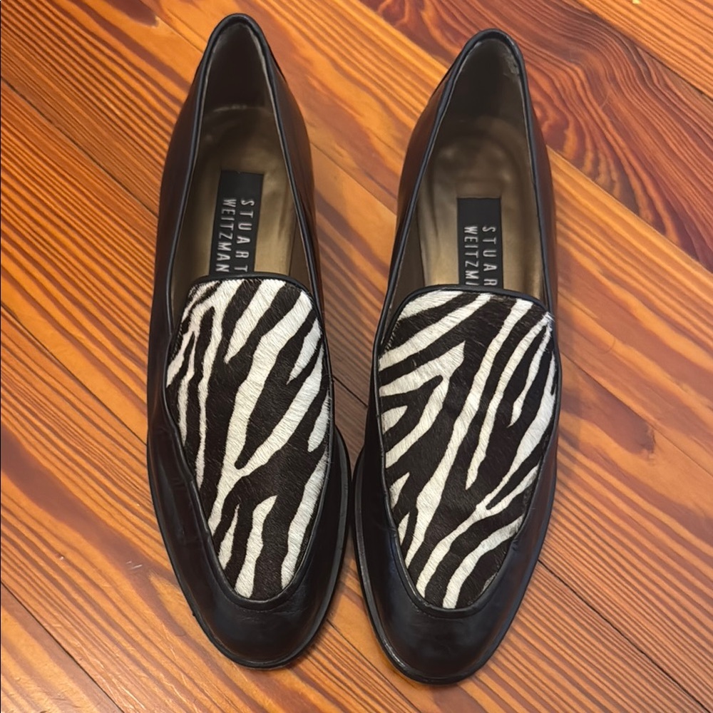 Stuart Weitzman Leather Loafers with Zebra Skin